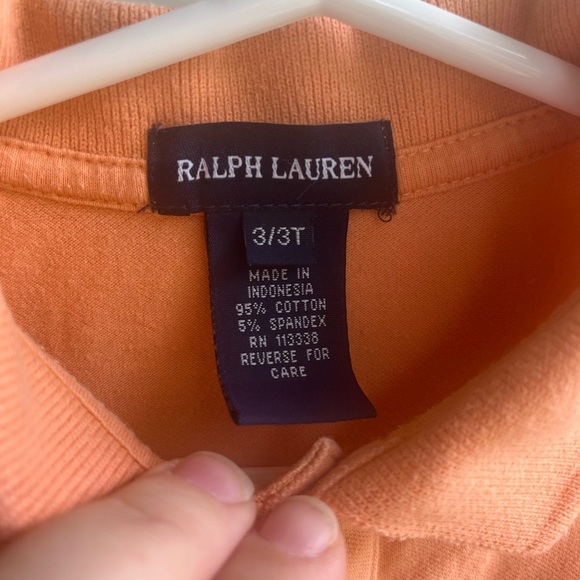 Ralph Lauren Girls Classic Cotton Orange Polo Pink Logo Top Size 3T - Picture 3 of 6